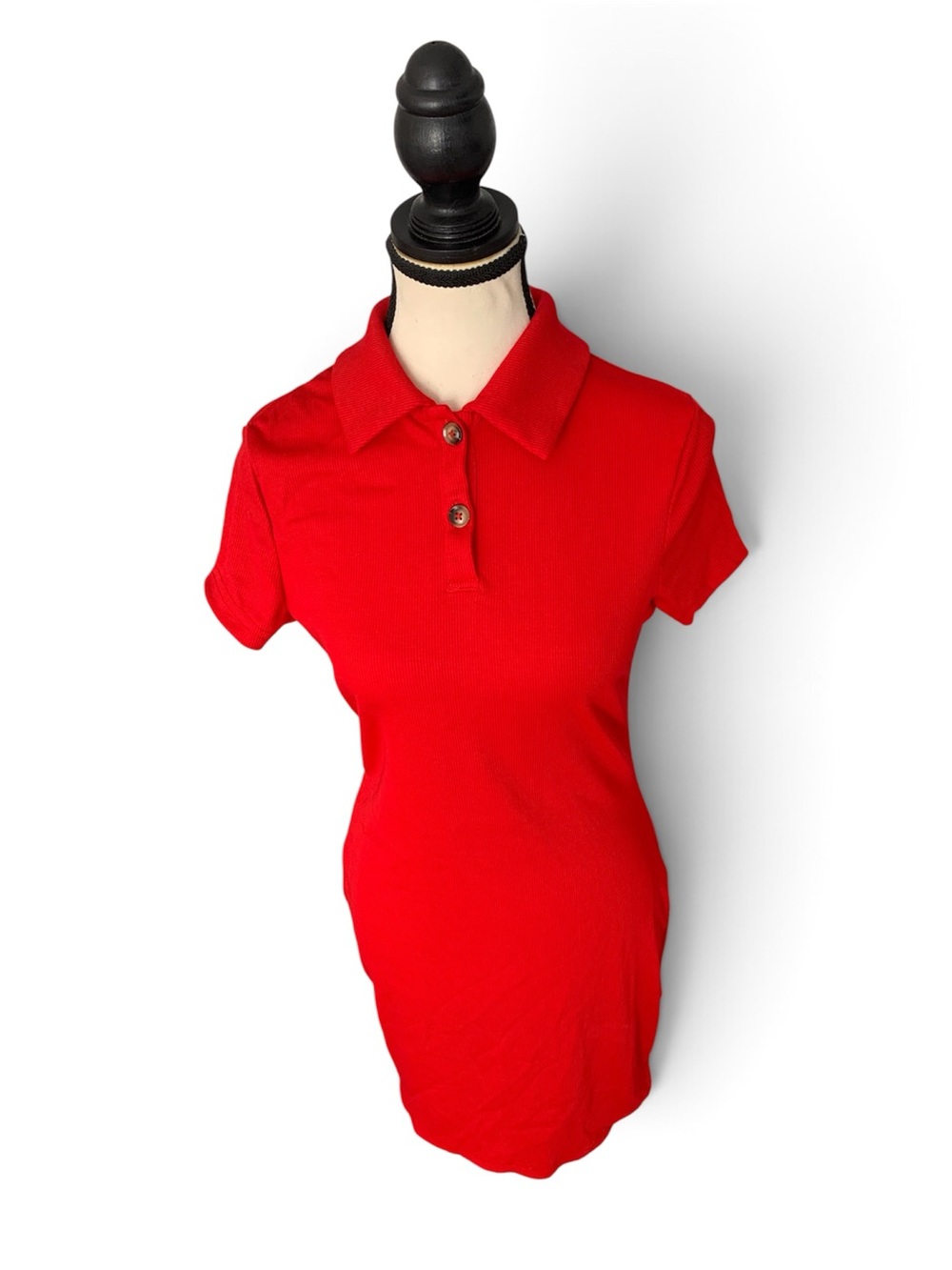 Button Front Rib-knit Bodycon Dress - Picture 4 of 6